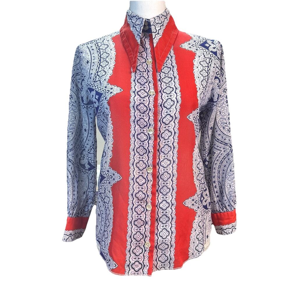 Donnkenny Women's Blouse Size 8/10 Vintage Button‎ Shirt Top Point Collar